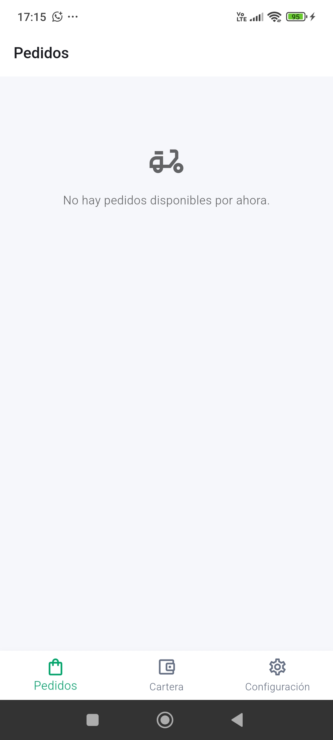 Pantalla de pedidos disponibles en PacaBoot Driver